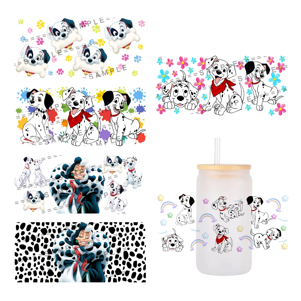 Disney 101 Dalmatians 16OZ UV DTF Cup Wraps Transfer Sticker For Glass Libbey Can Bottle Selfadhesive Washable DIY Custom