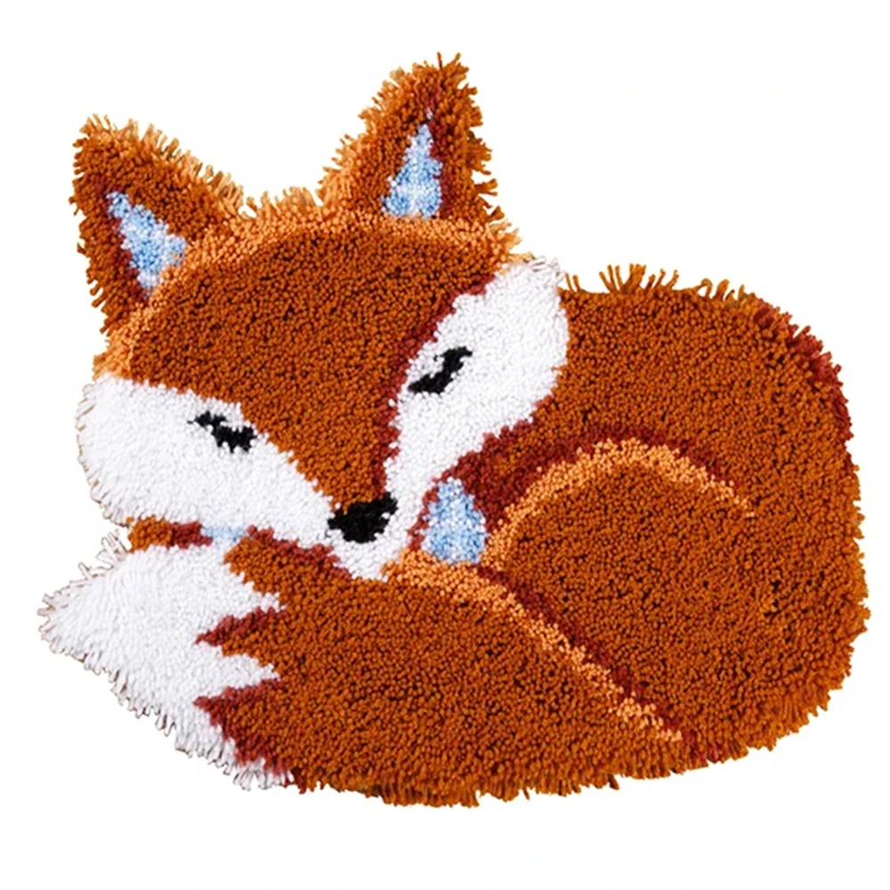 Diy Latch hook rug kits Home decor DIY Crochet Rug fox embroidery with printed pattern Creative DIY  art Craft for adult