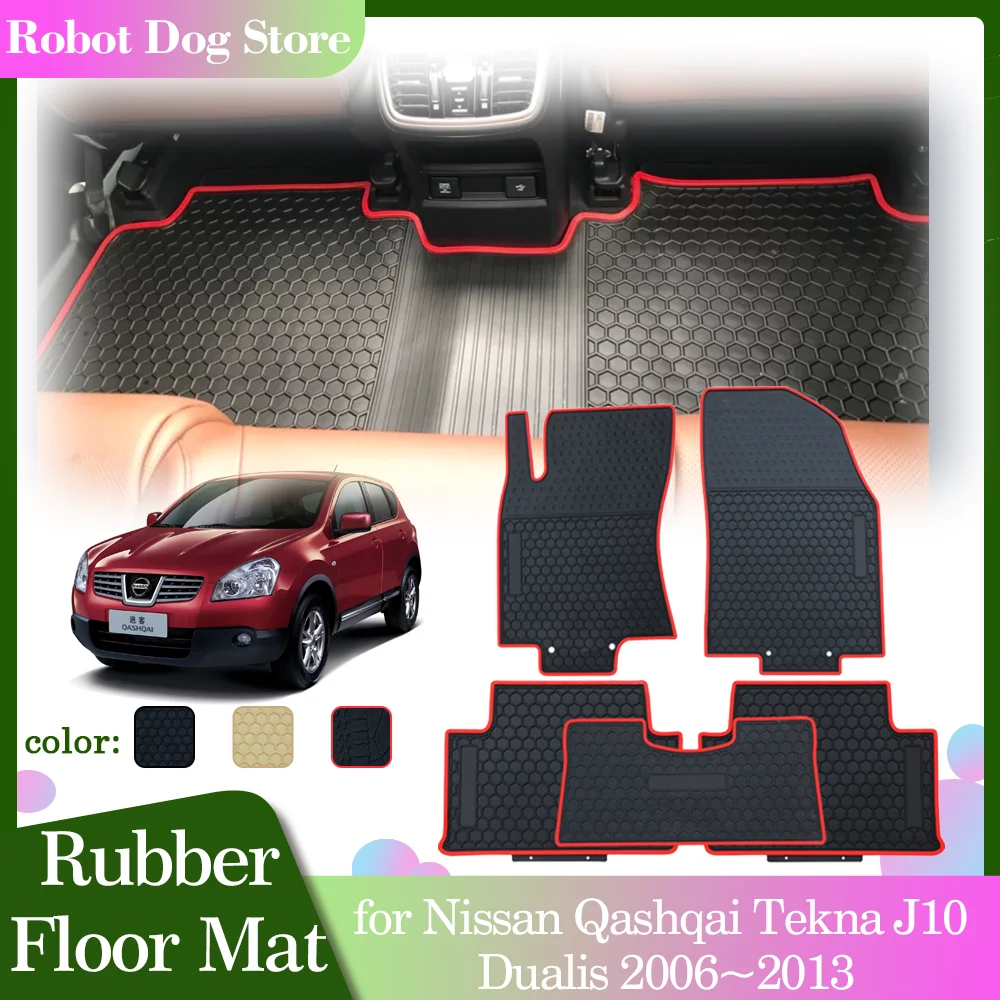 

Rubber Floor Mat for Nissan Qashqai Tekna J10 Dualis 2006~2013 Foot Interior Liner Carpet Waterproof Pad Custom Rug Accessories