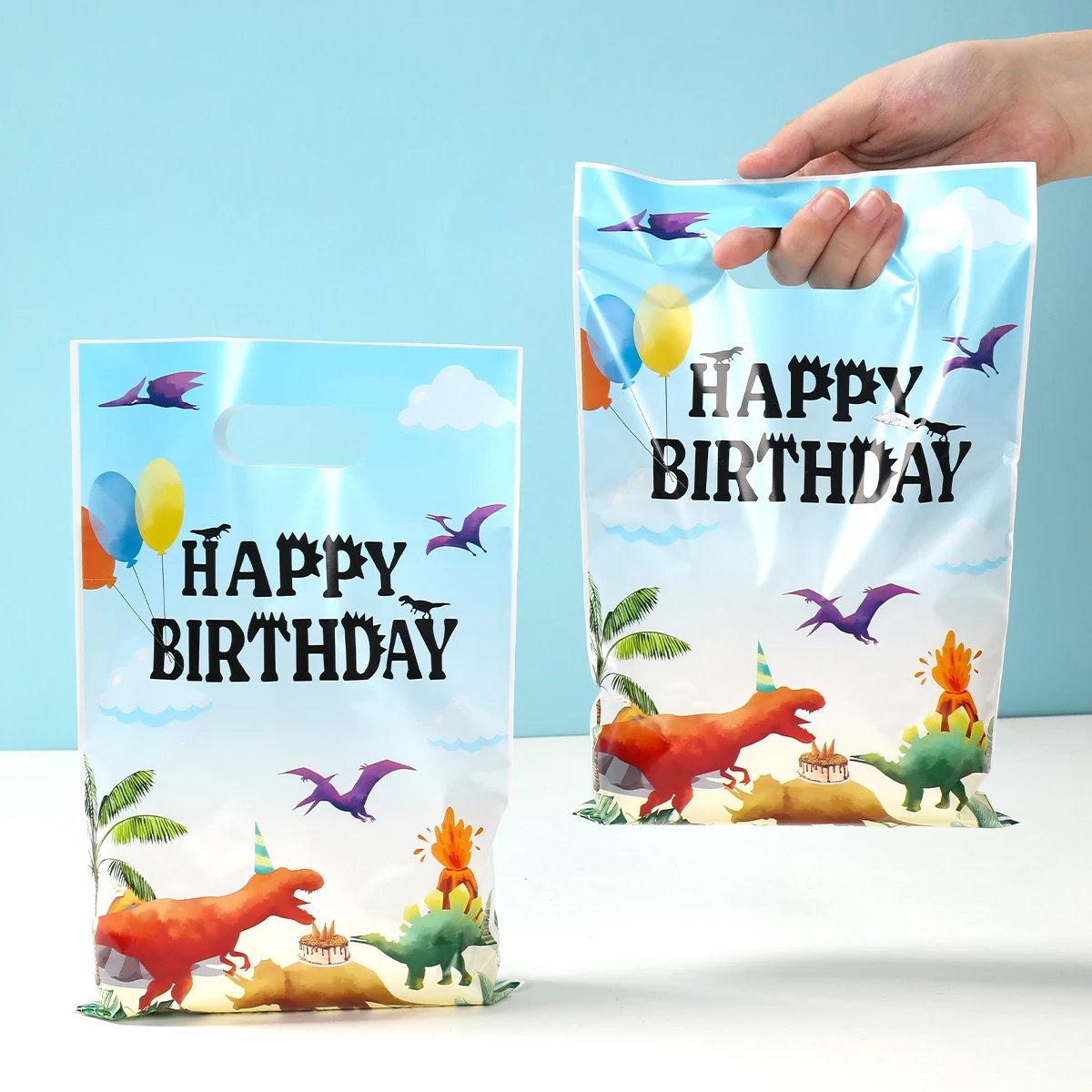 10/25/50 قطعة الكرتون ديناصور حقيبة يد هدية صغيرة التعبئة حقيبة الغابة ديناصور عيد ميلاد الديكور الاطفال استحمام الطفل لوازم الحفلات