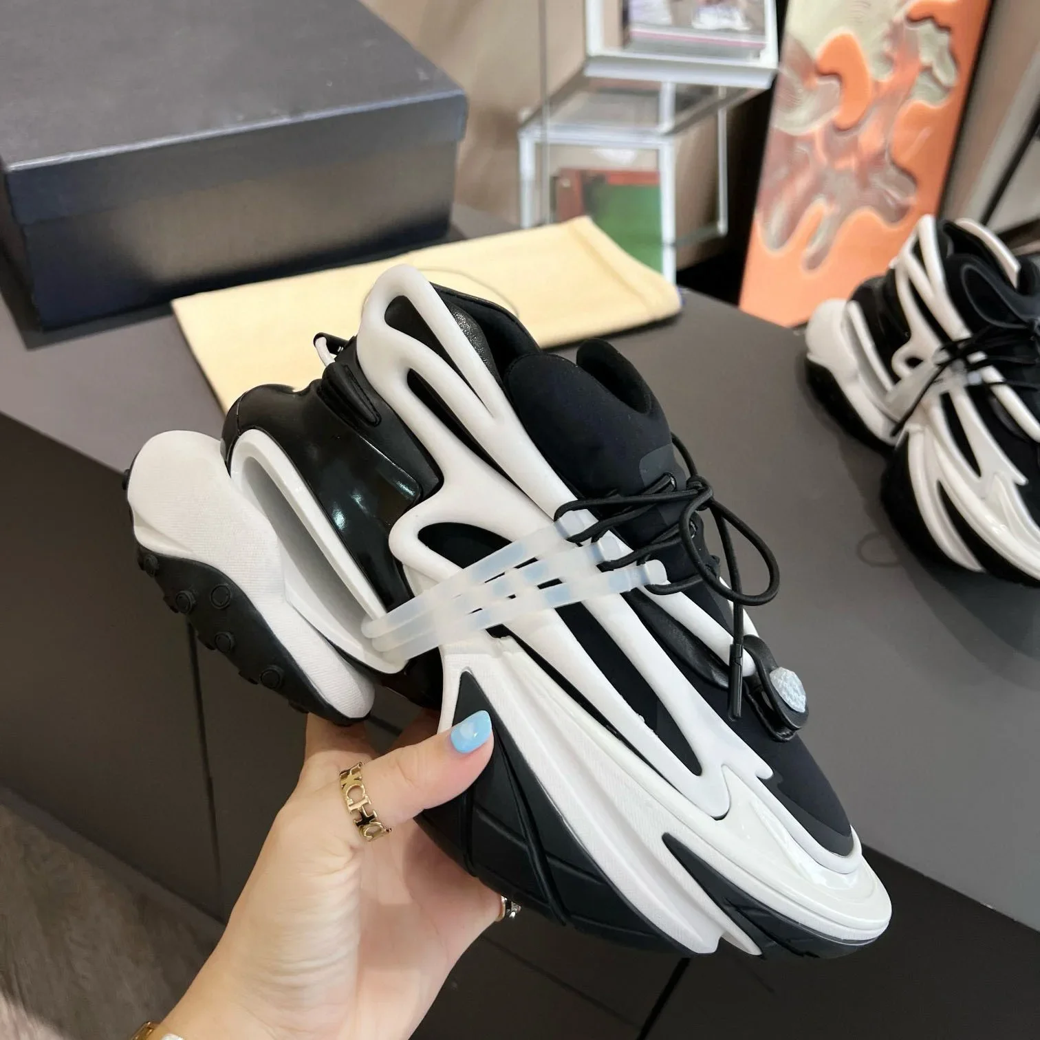 Men's Gradient Color Platform Sneakers Designer Patchwork Running Walking Shoes Women's Casual Loafers Thick Sole Lace-Up Flats