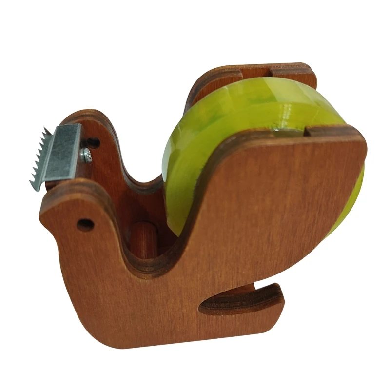 Cute Cartoon Animal Tape Dispenser, Vintage Wooden Tape Cutter for Home Office Desktop Sealing Packing Tool Accessory