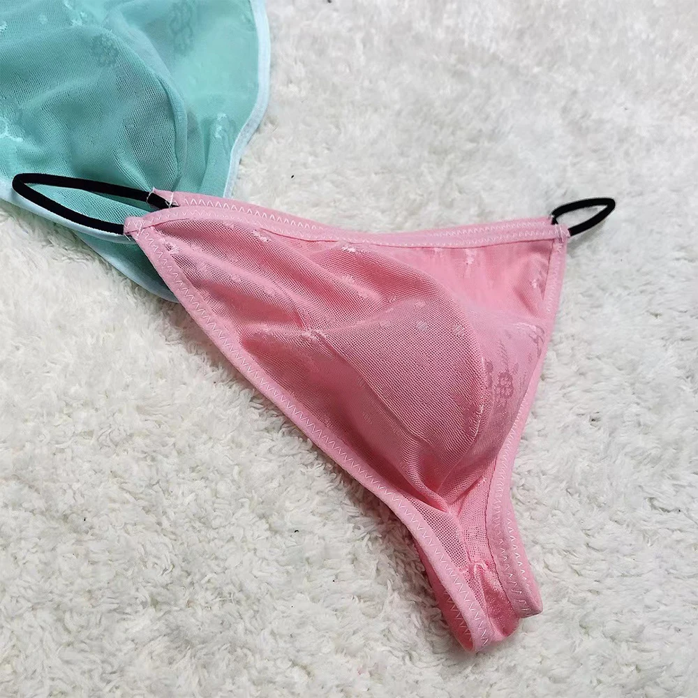 1pc 인쇄 섹시한 남자 쉬어 U 볼록 파우치 G 스트링 비키니 팬티 끈 속옷 얇은 스트랩 Tanga Man 팬티