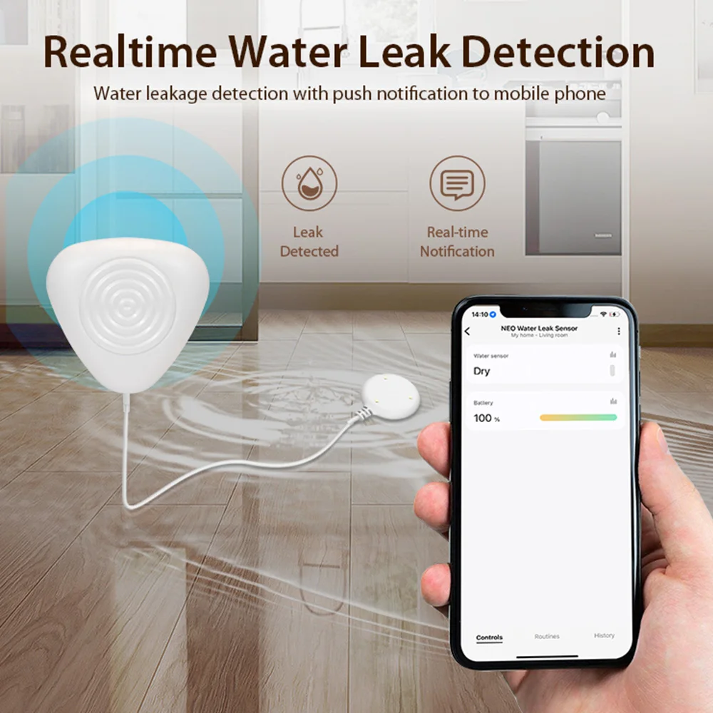 Works with Smartthings HomeKit Alexa Google Tuya Smart Standard ZigBee3.0 Water Leakage Detector Flood Sensor APP Remote Control