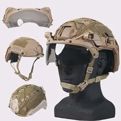 BOOIU Airsoft MH Tactical Helmet ABS Adjustable Helmet Set Helmet Cover Goggles Outdoor CS Airsoft Sports Protective Helmets