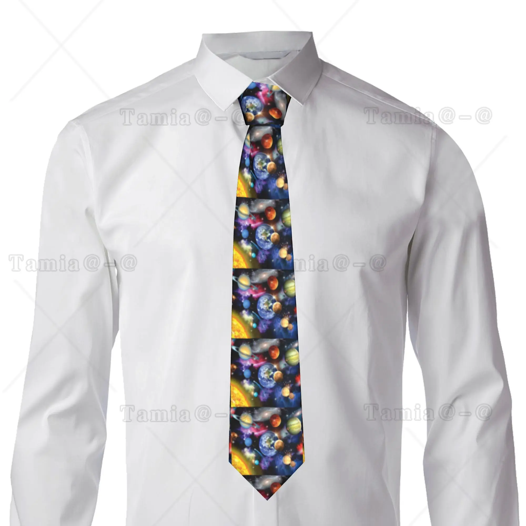 Custom Interesting Galaxy Art Tie Men Fashion Planetens Cosmos Silk Office Necktie