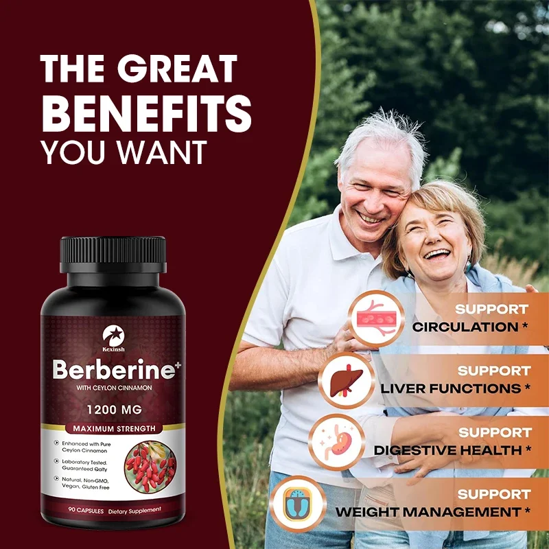 Berberine Capsules Ceylon Cinnamon Turmeric Bitter Melon Extract Milk Thistle To Support Glucose Balance Liver Health Digestion