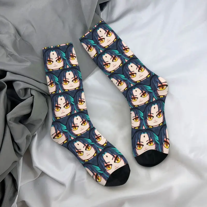 Kawaii męskie Xiao Genshin sudress skarpetki Unisex oddychające ciepłe 3D z nadrukiem Anime gry