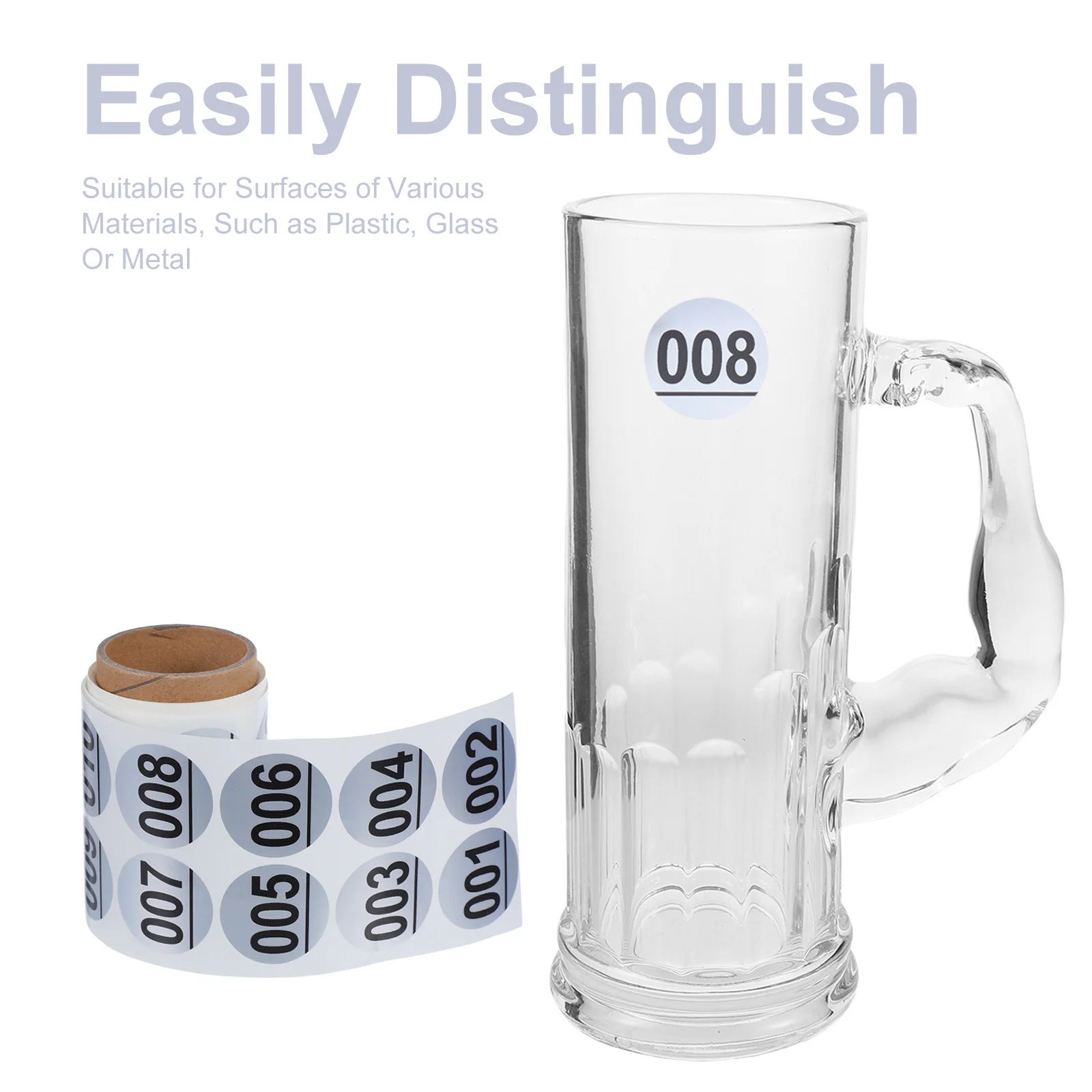 1 rolo de adesivos de número consecutivos 001-200 etiquetas redondas autoadesivas para garrafas de água escola academia organização pequena