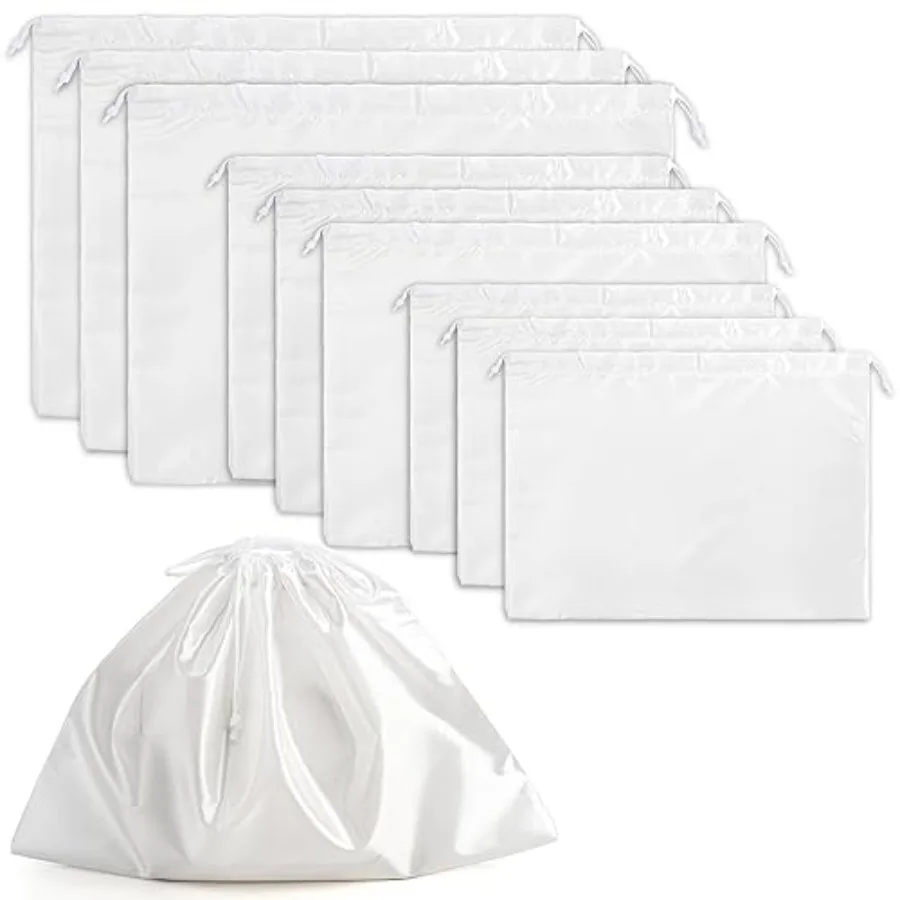 Paquete de 9 Bolsas Protectoras para Bolsos, Bolsas de Tela de Seda con Cordón, Bolsa de Almacenamiento Grande para Viajes, para Bolsos de Mano y Bandolera