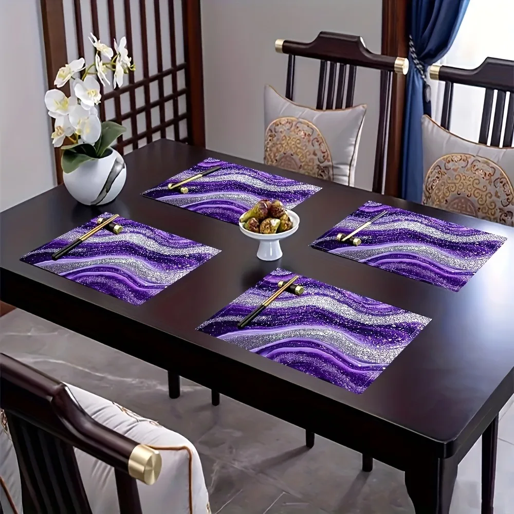 Vibrant Impasto Art Table Mats Colorful Swirling Sunset Textured Painting Pattern Placemat for Creative Home Dinner Decor
