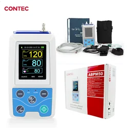 CONTEC 24-Hour ABPM50 Blood Pressure Monitoring System NIBP, Pulse Rate, SPO2, Ambulatory Bp Monitoring(1cuff or 3cuff Optional)