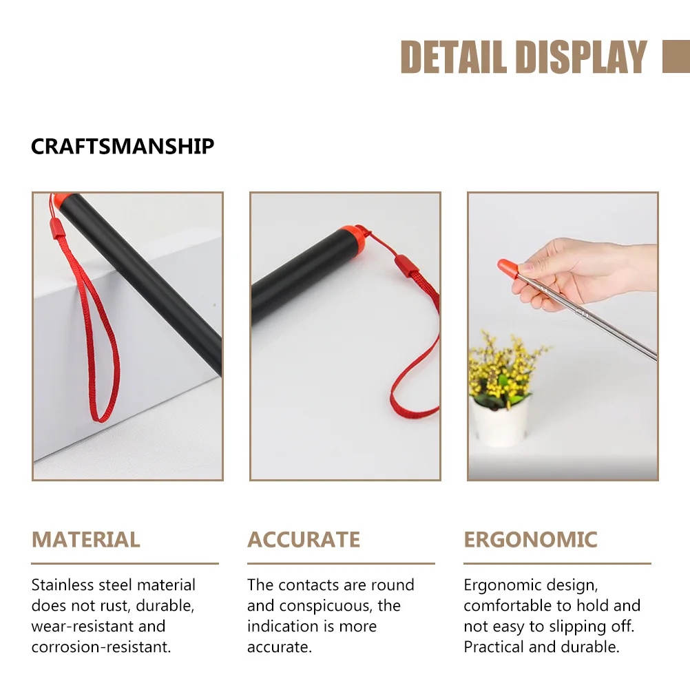 

Retractable Pointer Stainless Steel Expandable Handheld For Classroom Whiteboard Black Portable Teaching Tool Classroom Supply