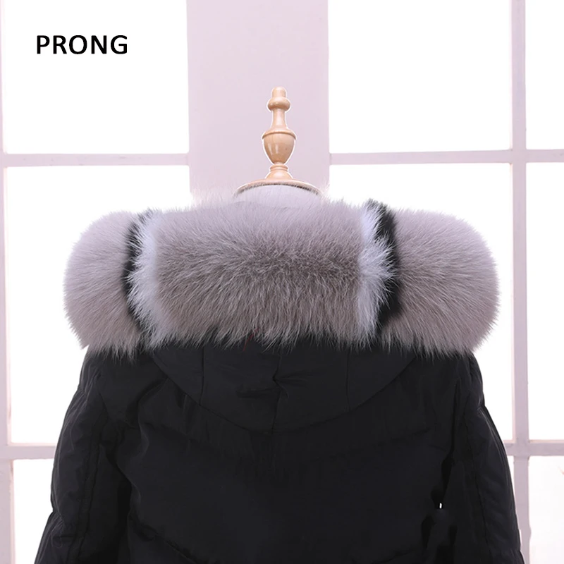 100% Real Fox Fur Collar Coat Hood Fur Strip Winter Coat Jacket Fur Collar For Women Female Neck Cap Long Warm Genuine Fur Scarf