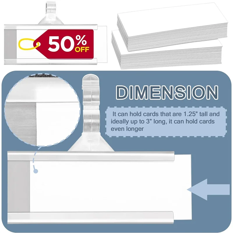 100 шт., пластиковые держатели для этикеток с проволочными полками, многоразовый держатель для ценников с замками, прочный для универмага супермаркета