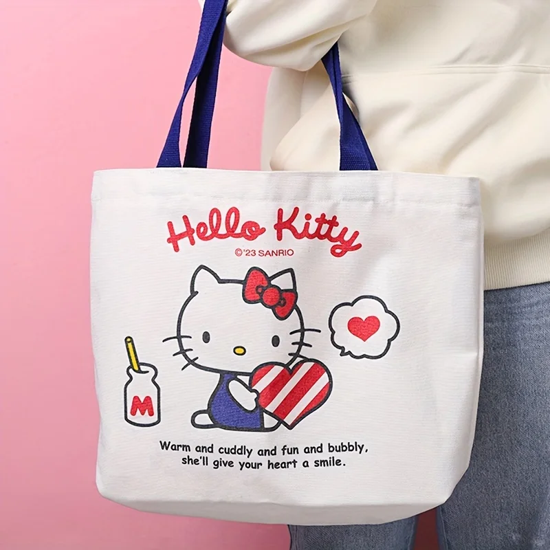 1 PCS Sanrio HELLO KITTY, KUROMI, My Melody, Cinnamoroll canvas Bag Cartoon cute print Cross Bag Women\'s Shopping Hand Bag Cross