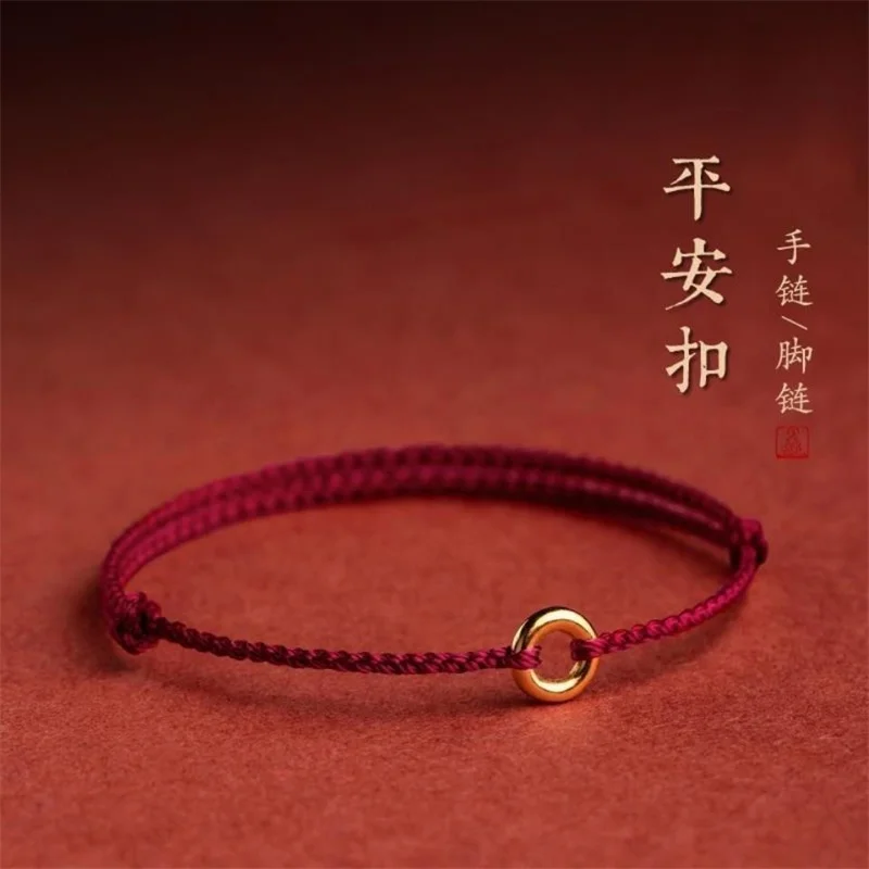 Hand Braided Circular Ring Red Rope Lucky Bracelet Size Adjust Women Men Charms Bangles Anklet Blessing Gift For Friend Lovers