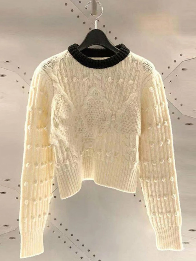 

Lazin Sle round Ne Knitted Sweater White Long Sve Base irt Inner Wear Top for Autumn Winter Comfortable Warmth