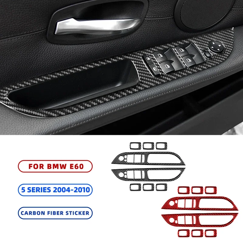 For BMW 5 Series E60 2004-2010 Carbon Fiber Lift switch panel Para Auto Accessories Decoration Car Sticker Accessories Voiture