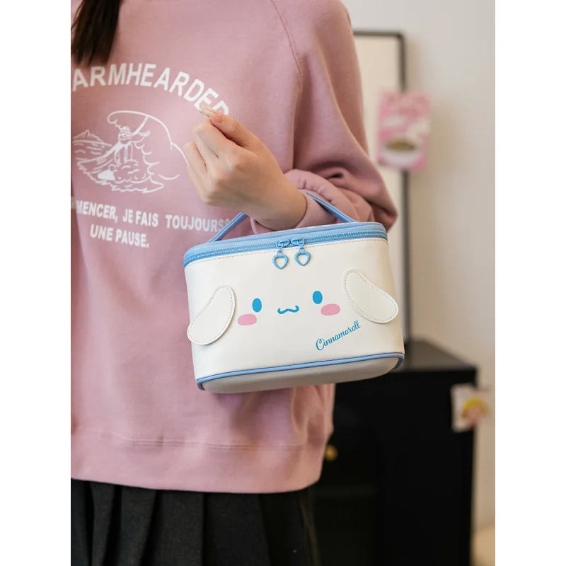 Sanrio kuromi olá kitty cinnamoroll simples bonito dos desenhos animados saco de maquiagem grande capacidade alta estética viagem saco de armazenamento portátil