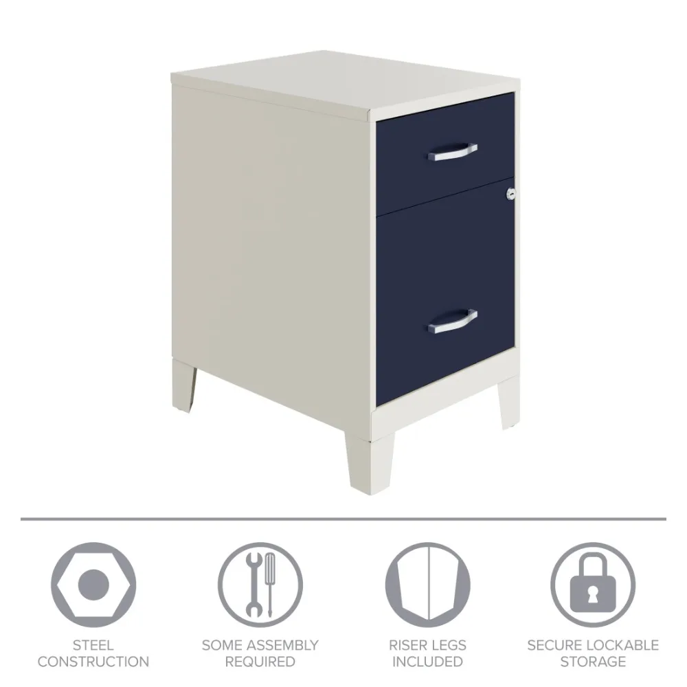 18" Deep 2 Drawer Letter Width Vertical File Cabinet with Accessory Drawer and Legs