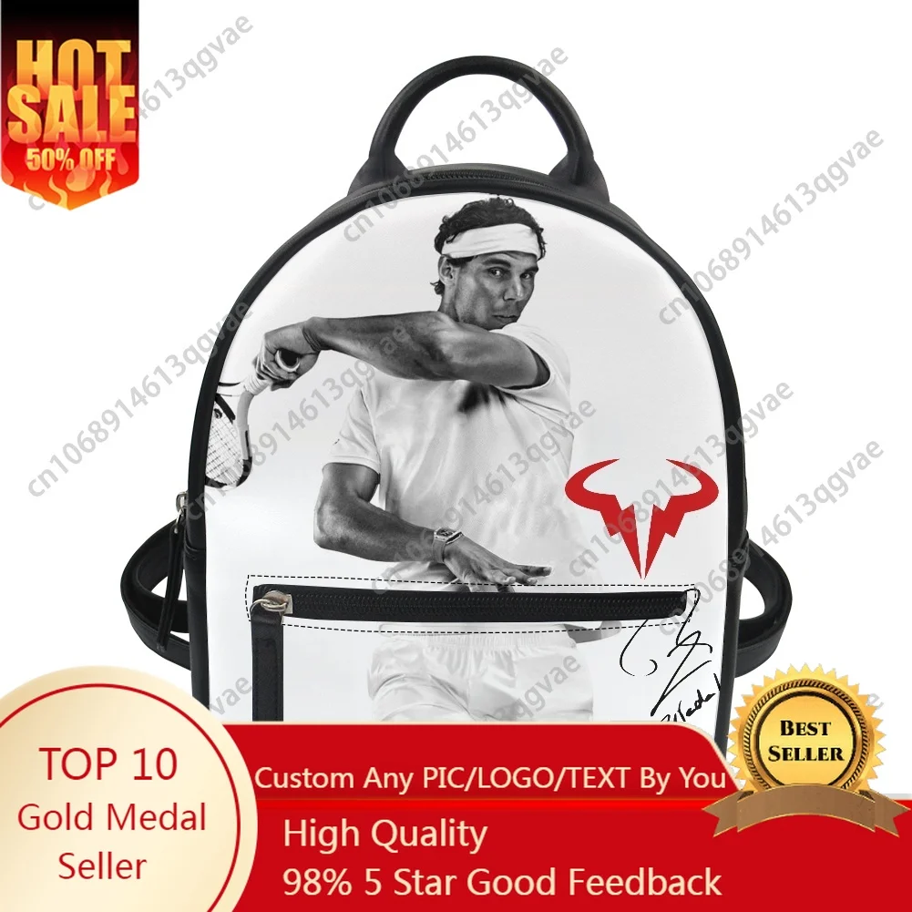 

Rafael Nadal Tennis Player Custom Backpack Purse Women Carter Schoolbags Double Shoulder Bag Mini Daypack Leather Travel Bag