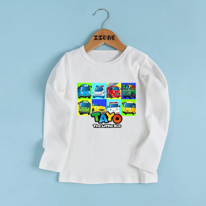 Tayo the Little Bus Print Cartoon Kids T shirt Funny Casual Children Clothes Autumn Baby Boys Girls Long Sleeve T-shirt,LKP5837