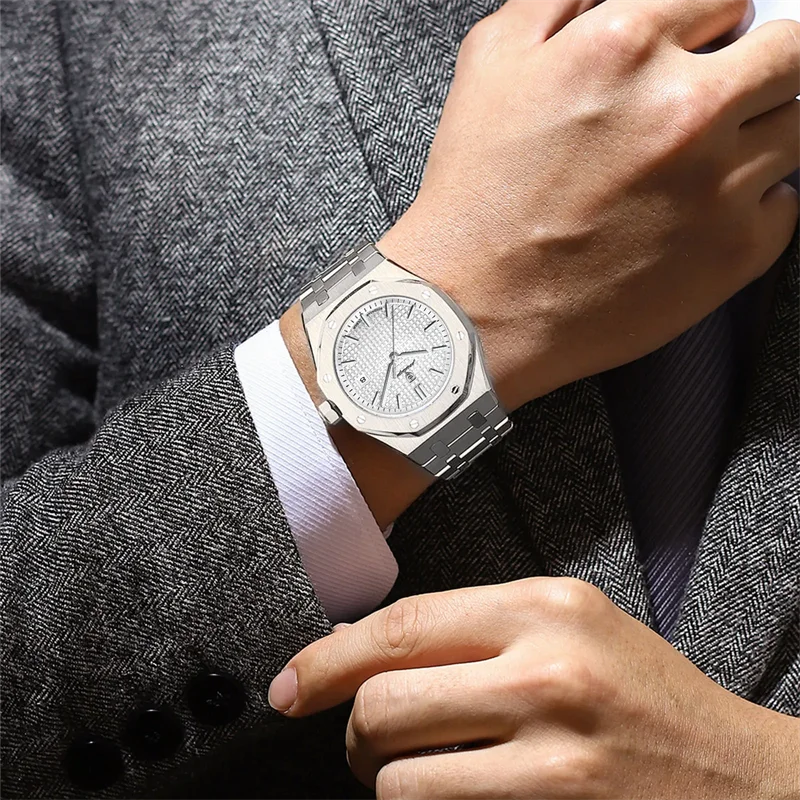 POEDAGAR ساعة رجالية فاخرة مقاومة للماء مضيئة تاريخ الرجال ساعة الفولاذ المقاوم للصدأ ساعة رجالية رياضية موضة ساعات كوارتز رجالية