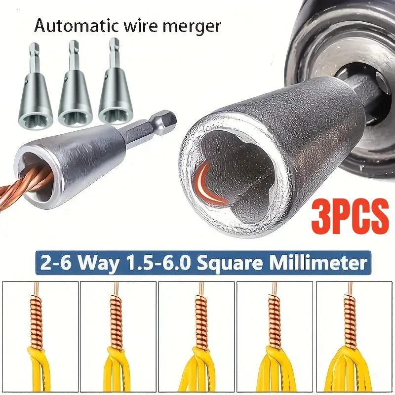 3pcs Electrician Wire Twisting Tools 2-6 Wire Merging Connector Quickly Wire Paralleler Electrical Cable Wire Twisting Tool