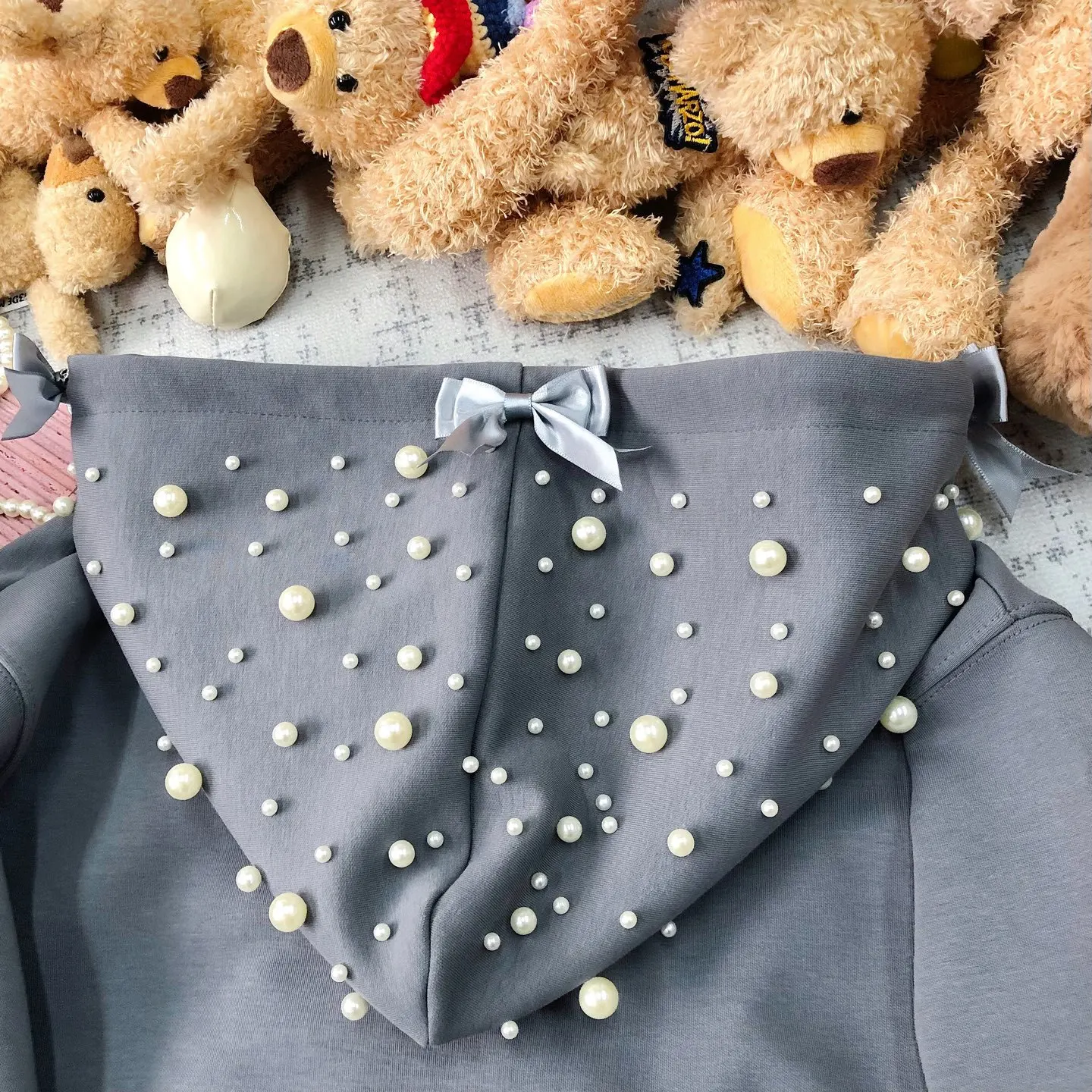 Autumn New American High Street Heavy Industry Beaded Character Printing Trendy Cool Fashion Hooded Sweatshirts Women 2025