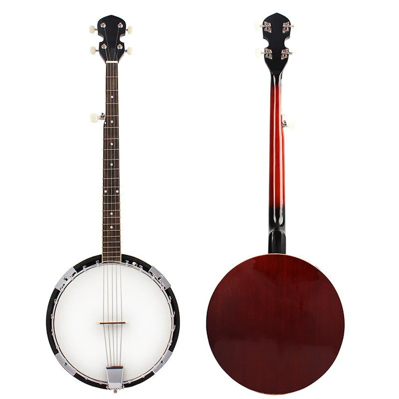 

Wooden Banjo 5 Strings Shabili Wood Banjo Western National Stringed Instruments Folk Musical Instrument for Children and Adults