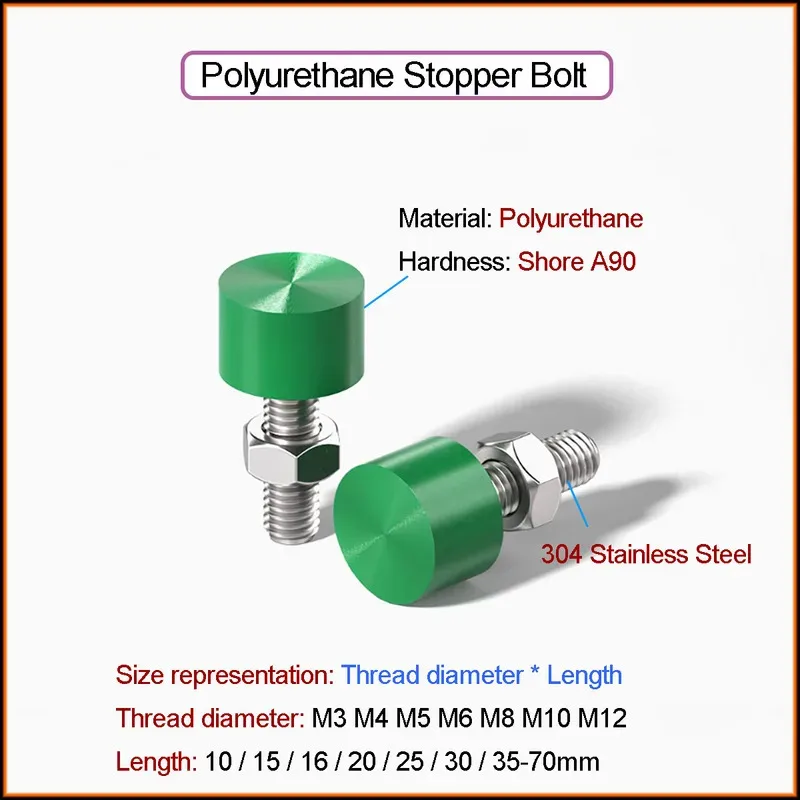 Adjustable Rubber Encapsulated Screw Polyurethane Stopper Bolt For Anti-Collision M3-M12