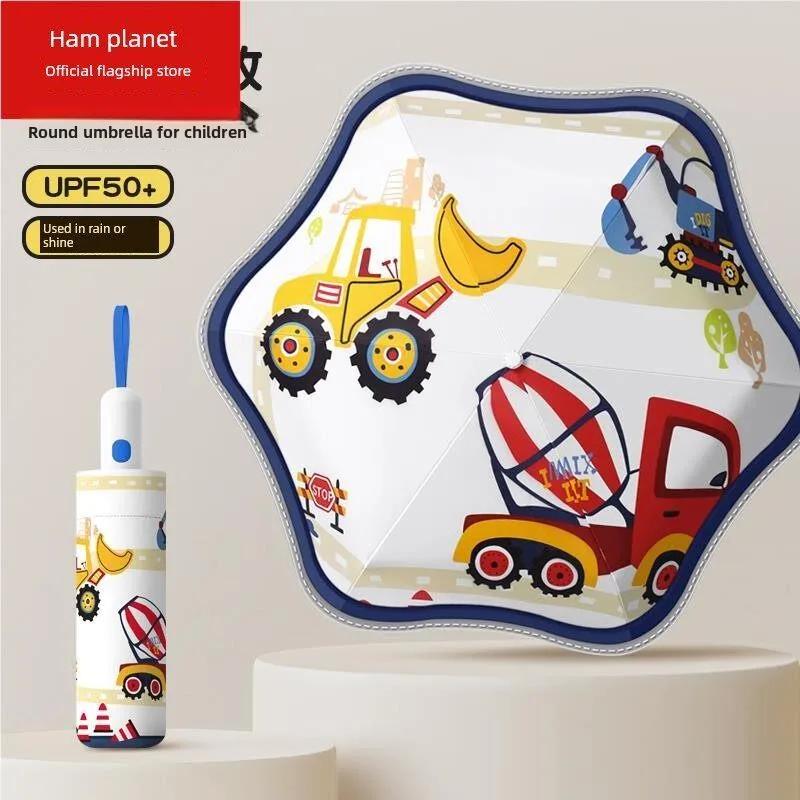 

Automatic round Corner Children's Umbrella Elementary School Boys Folding Umbrella Special School Umbrella for Girls And Olde...