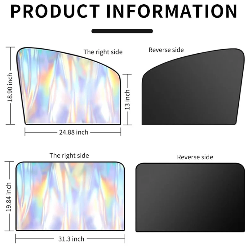 Car Side Window Sunshade Magnetic Curtain Laser Coating 99% UV Light Block Privacy Protection Cover for Camping Accessories