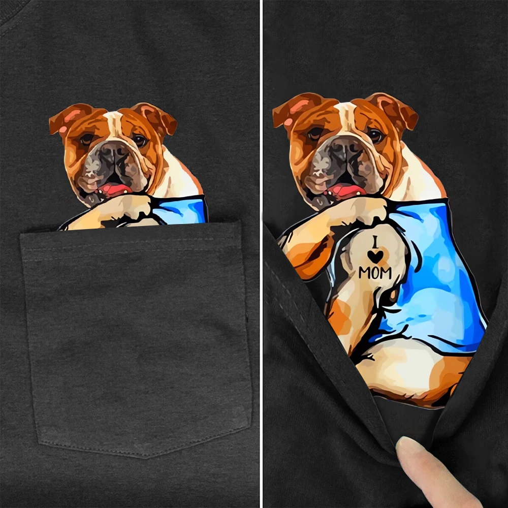 CLOOCL British Bulldog Cotton T-Shirts Dogs Love Mom Printed Tees Summer Shirts Women Clothing Valentines Gifts Dropshipping