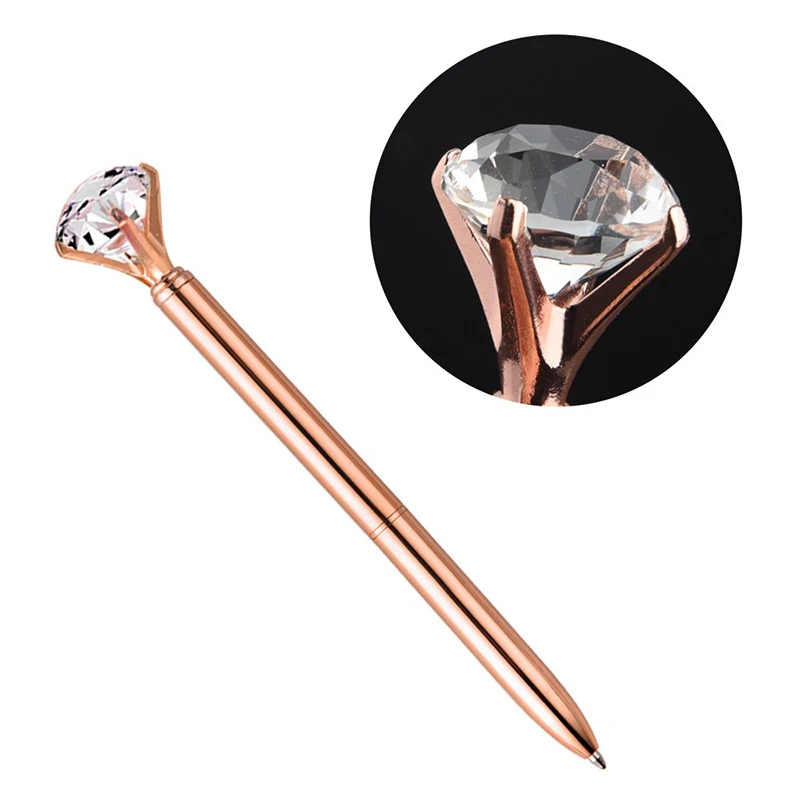 20Pcs Ballpoint Rose Gold Pens Metal Pretty Crystal Diamond for Women Note Taking School Office Desk Supplies