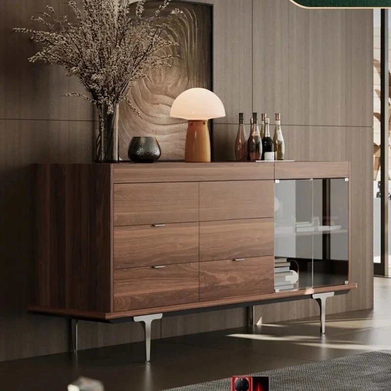 

Side cabinet Italian minimalist wine cabinet living room storage modern light luxury wall integrated locker