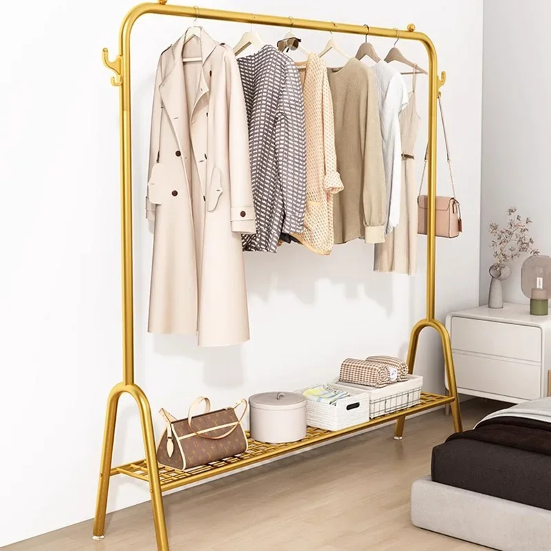 

Gold Metal Clothes Rack Minimalist Floor Bedroom Shoe Shelves Clothes Rack Storage Clothing Stendibiancheria Nordic Furniture