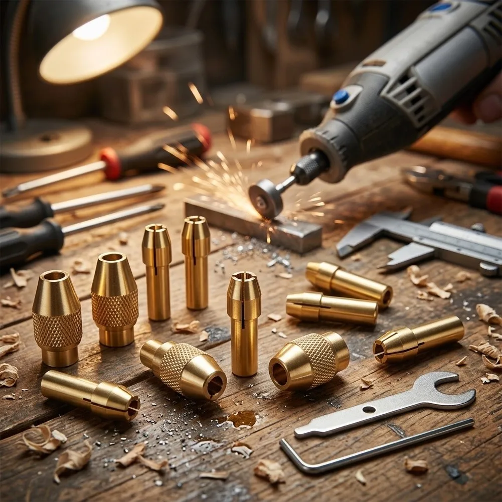 22-Piece Drill Chuck Collet Set Made from Brass Alloy with Three-Jaw Design for Consistent Rotary Tool Attachment