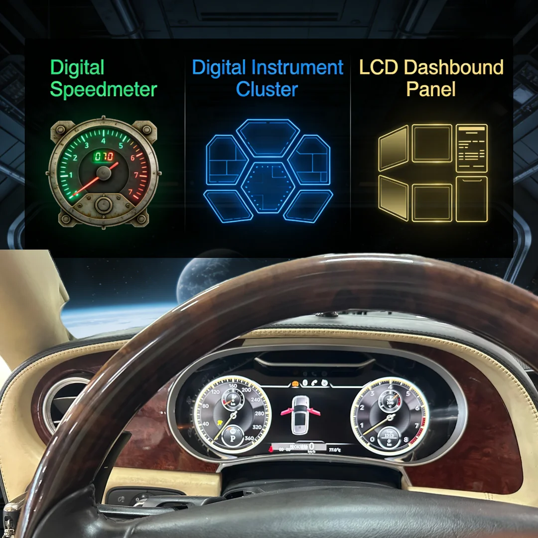 CC Car LCD Instrument Android For Bentley Bentayga Flying Spur Continental GT 2005-2019 GPS Radio Cluster Dashboard  Speedometer