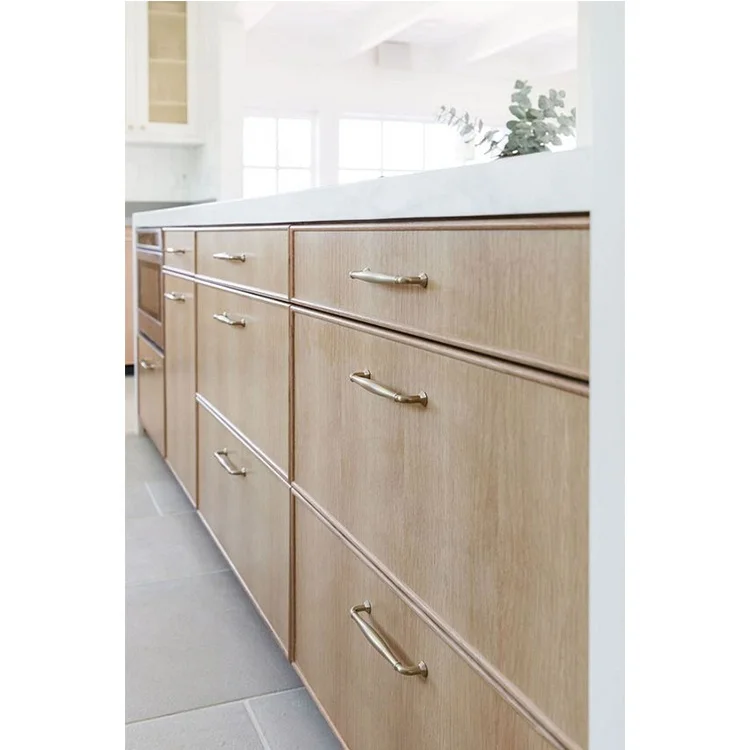 Artisan 2024 Popular Wood Grain Vinyl Modern Design Thin Slim Frame Customized Kitchen Cabinet Drawers