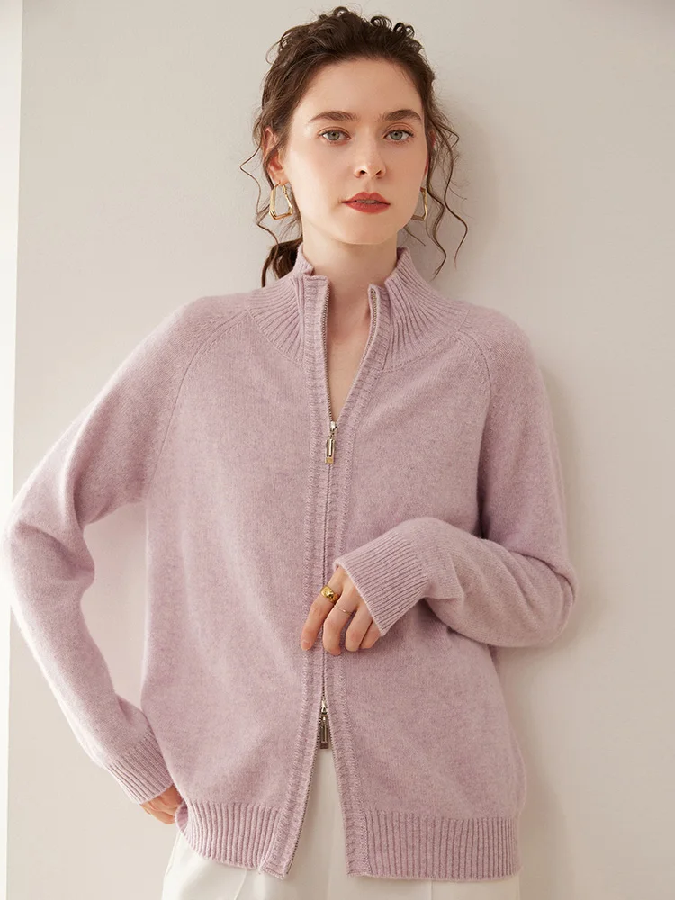 الأساسية الصلبة الرمز البريدي سترة محبوك سترة المرأة لينة بسيطة الدافئة الخريف الشتاء عادية سميكة 100% الكشمير ملابس فضفاضة #1