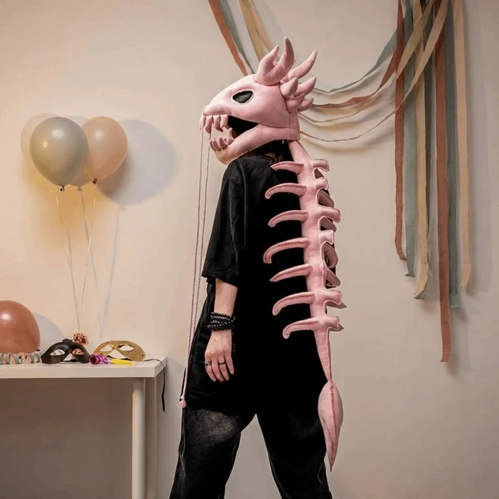 3D Dinosaur Skeleton Mask Headgear 80/120CM Wearable Dinosaur Costume Lifelike Cool Dinosaur Bone Head Hat Photography Props