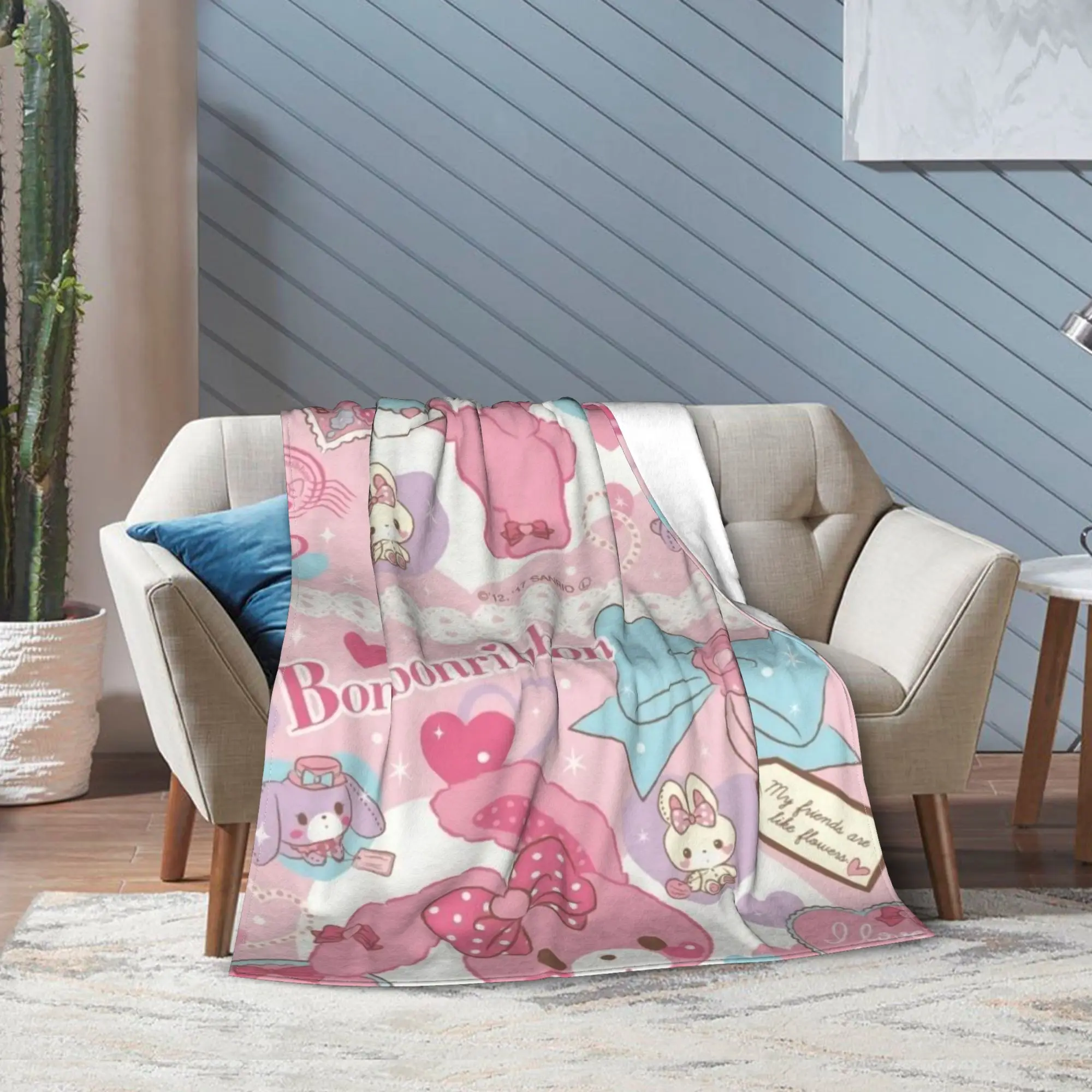 Bonbonribbon-Manta bonita con cinta de bonbon, mantas súper suaves y cálidas de varios tamaños para sofá y cama
