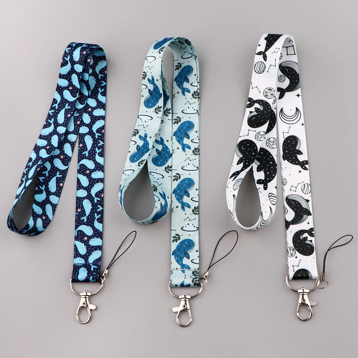 Cute Cartoon Blue Whale Lanyards ID Badge Holder Neck Strap for Key ID Card Cellphone Straps Badge Holder DIY Hanging Rope