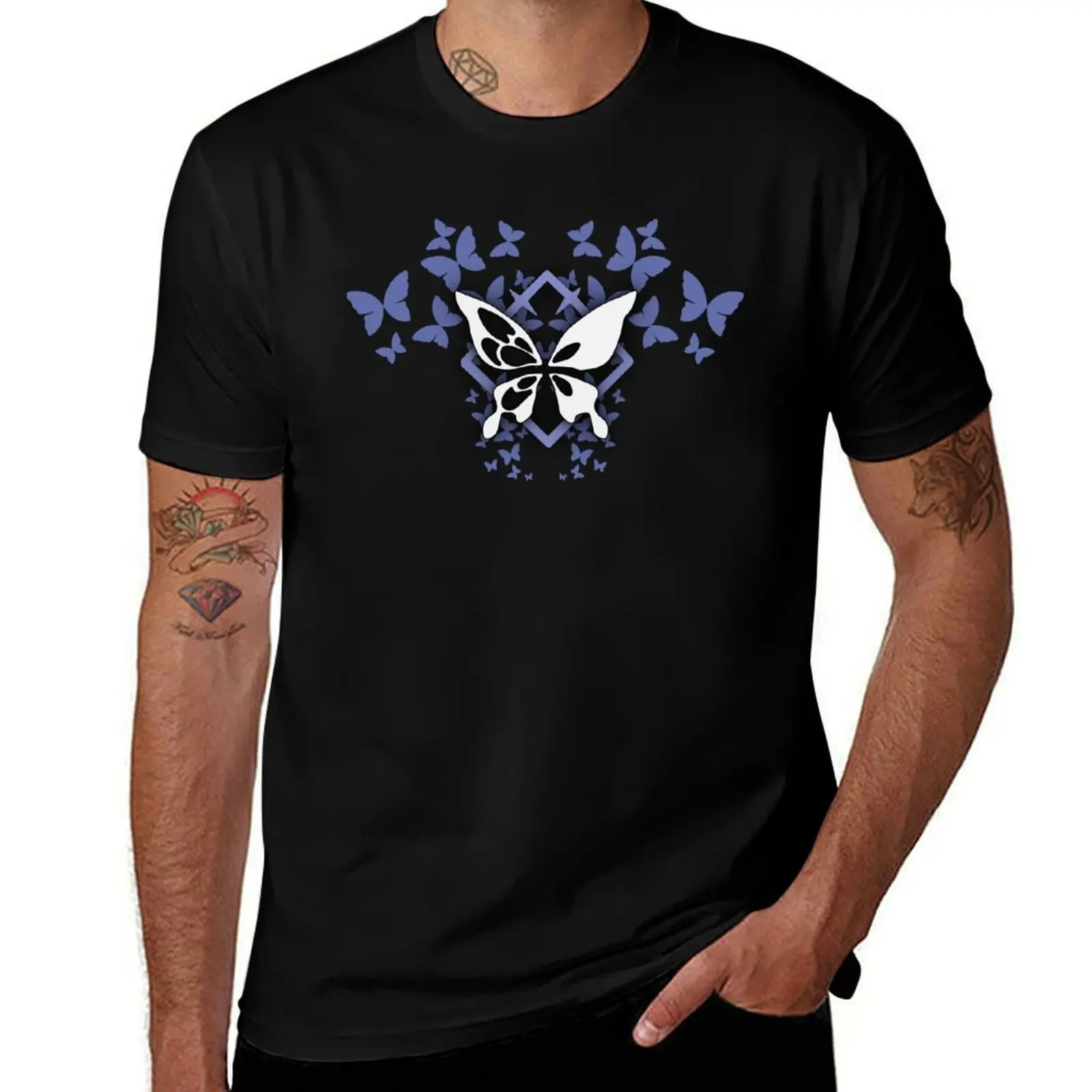 

Butterfly with man Seele Icon shirts funny T-Shirt Flurry Butterflies t t shirts man graphic Honkai Rail Star