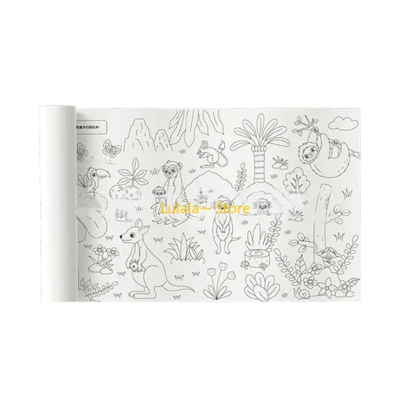Y4QA 1000x43cm Trẻ Vẽ cuộn Trẻ Giấy tô màu tự làm Graffiti Cuộn