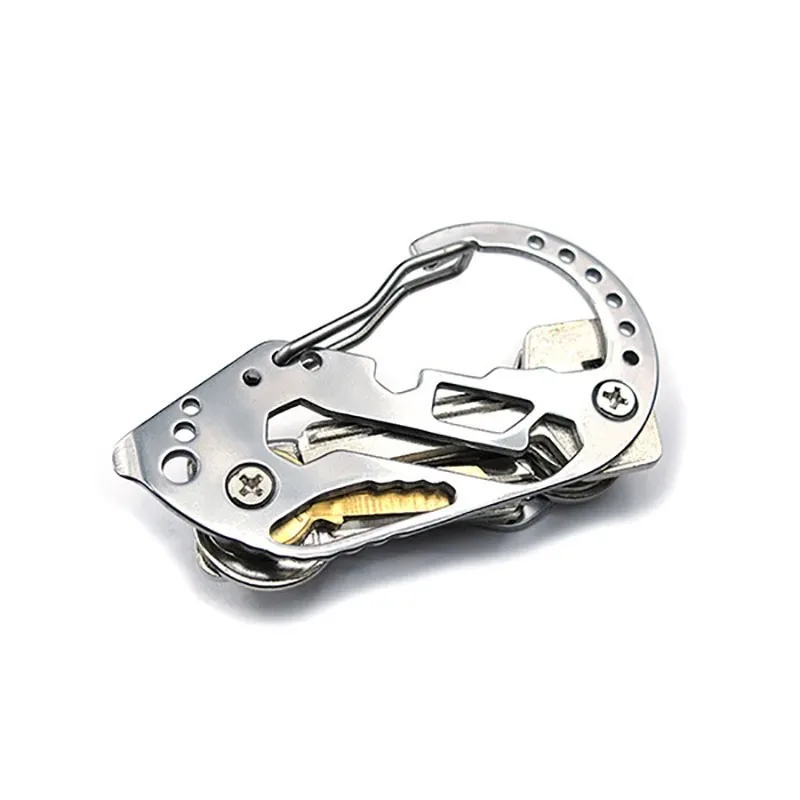 Aço inoxidável Mosquetão, Multifuncional Key Clip, Lock Keychain, chave de fenda, chave, Camping ao ar livre, Montanhismo Ferramenta