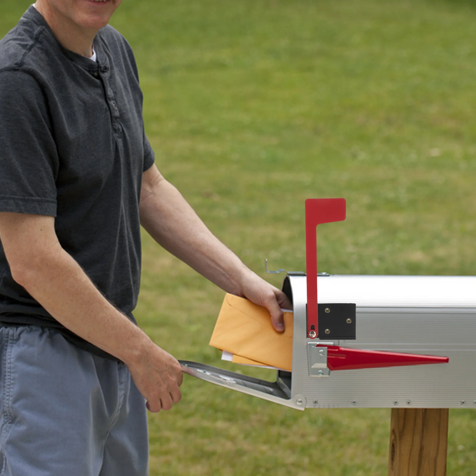 

1Set Sticky Mailbox Flag Replacement Universal Adhesive Red Metal Flag for Outdoor Box Easy Mount Alert Kit Mailbox Alert