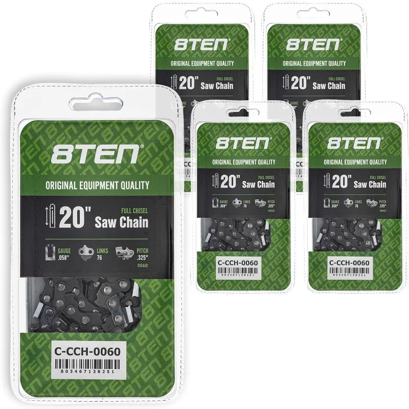 

Цепь бензопилы 8TEN с полным долотом, 20 дюймов .058 .325 76DL для Blue Max 53543 8901 8902 Stihl 36880050076 25RM376E (5 шт.)